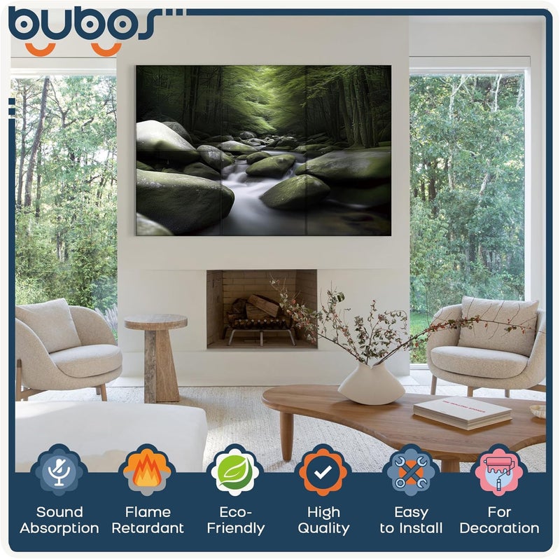 BUBOS 6 Pack Art Acoustic Panels Soundproof Wall Panel,70.8X47.2 Inches Large Sound Absorbing Panel,Self-Adhesive Decorative Acoustical Wall Panels, Acoustic Treatment for Home（Ancient Green） - Image 3